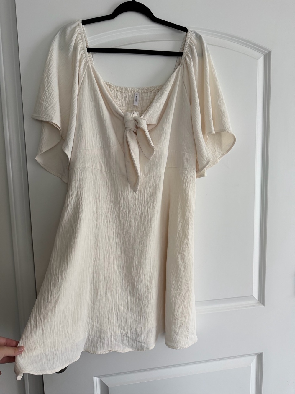 Amazon Cream Tie-Front Mini Dress